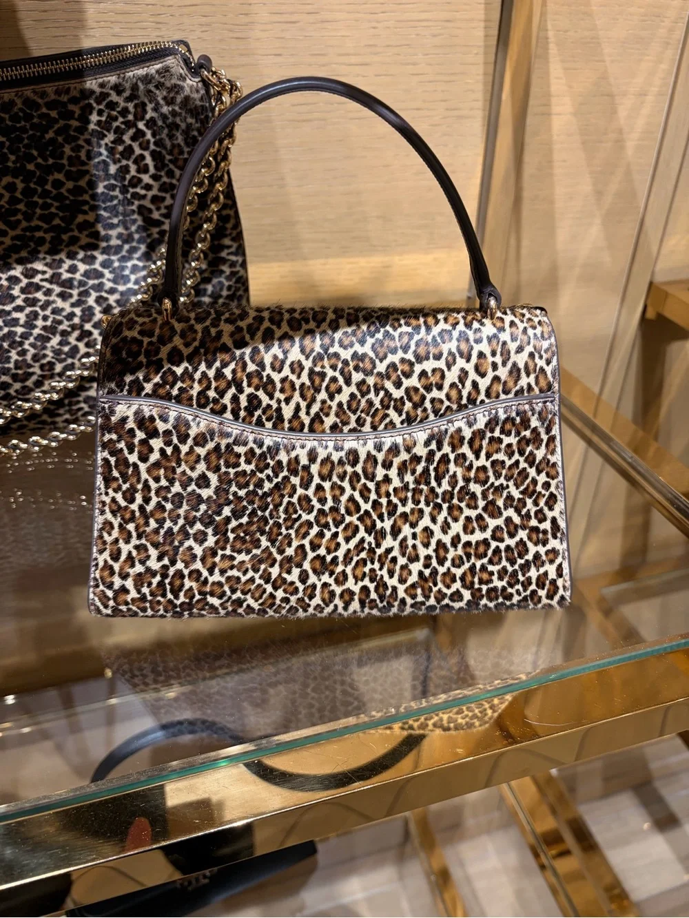 Tory Burch Britten Leopard haircalf Shoulder & Top-Handle Bag mini - Brown/Black